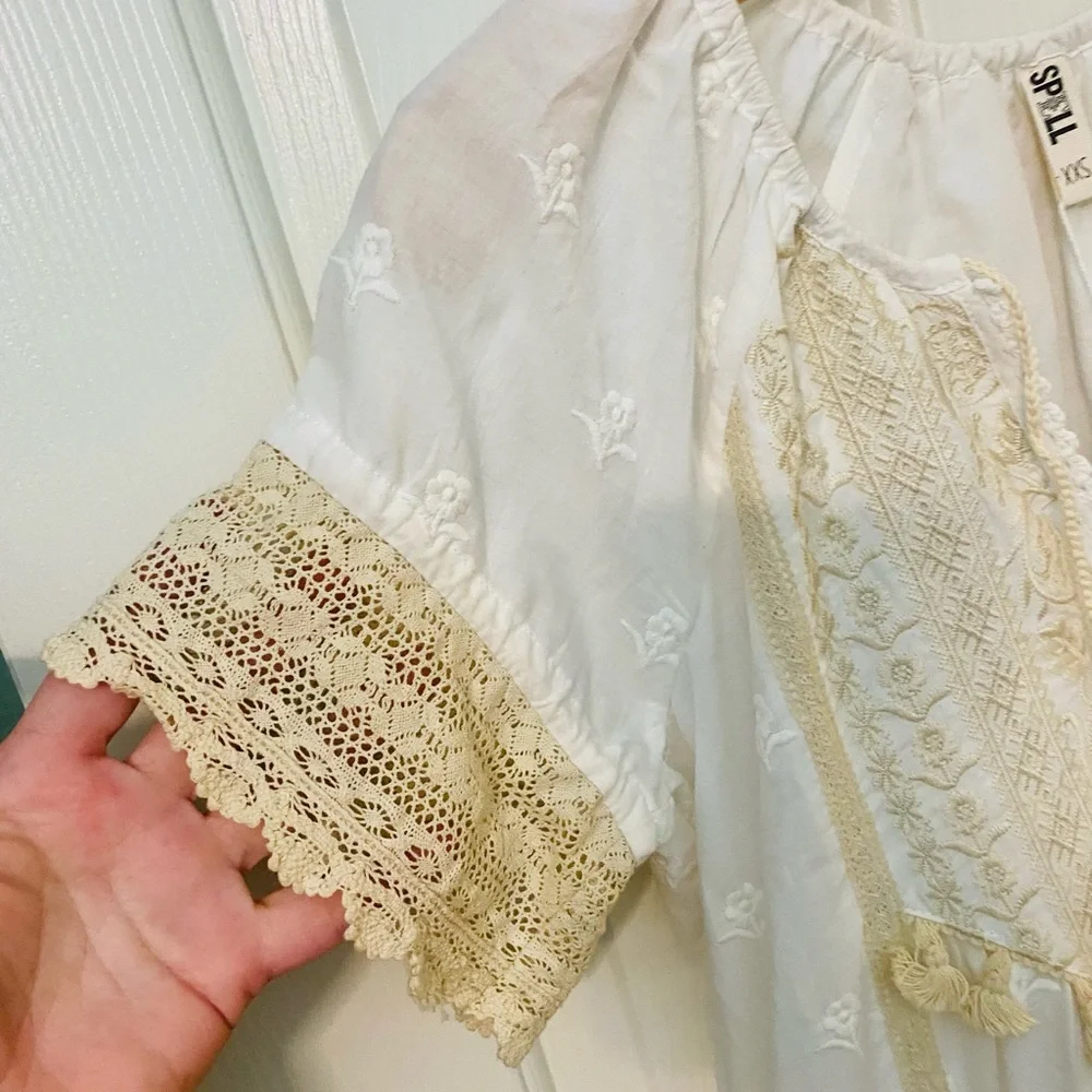 NWT Spell & the Gypsy Collective White/Cream Cassidy Mini Dress - Picture 12 of 17